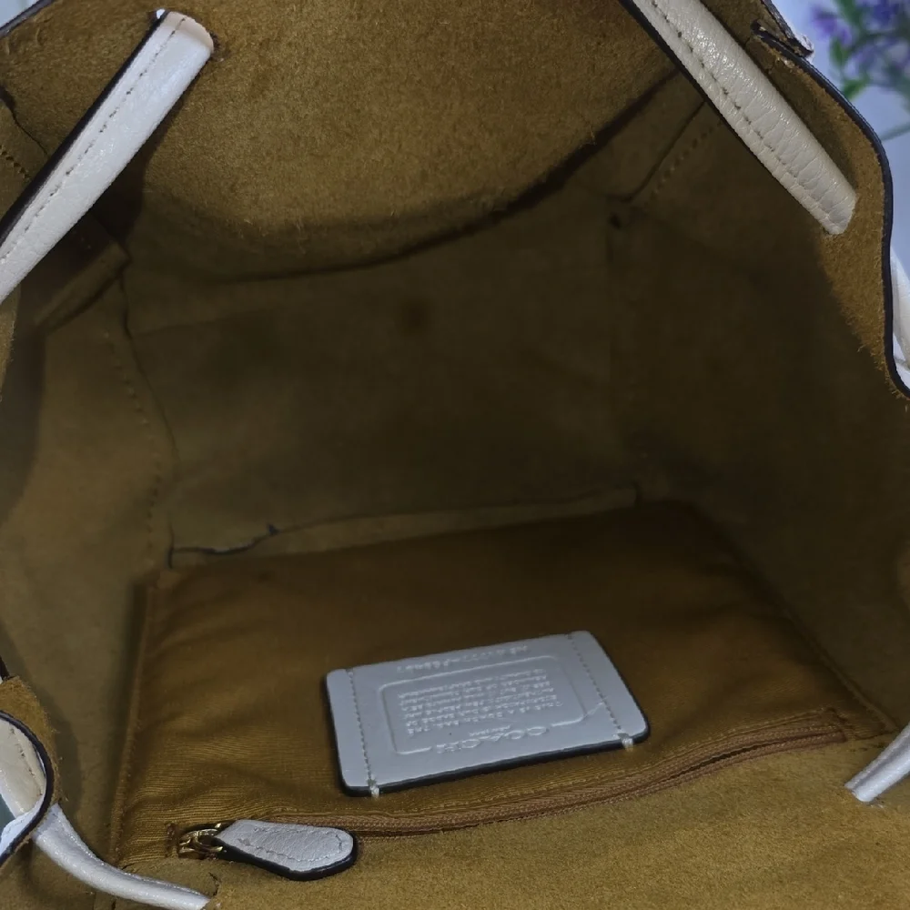 Coach Derby Ivory White‎ Leather Backpack Crossbody Shoulder Bag - Picture 13 of 16